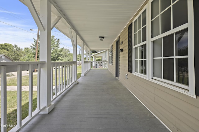 deck featuring covered porch