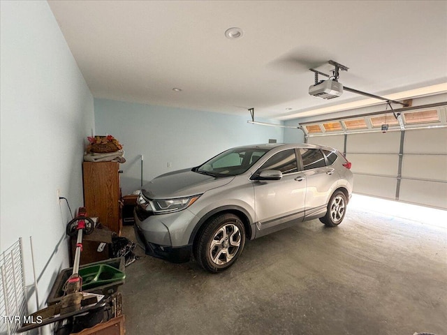 garage with a garage door opener