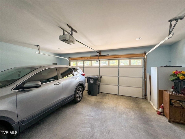 garage with a garage door opener