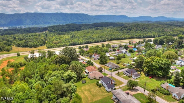 aerial view with a mountain view