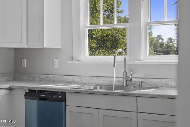 kitchen featuring white cabinetry, sink, and dishwasher