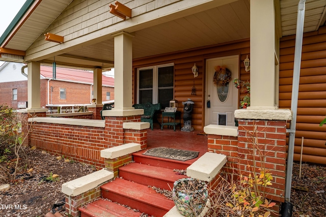 view of patio featuring a porch