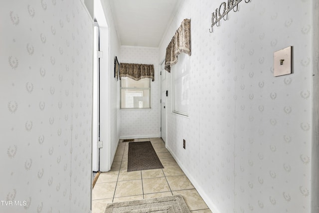 corridor with light tile patterned flooring