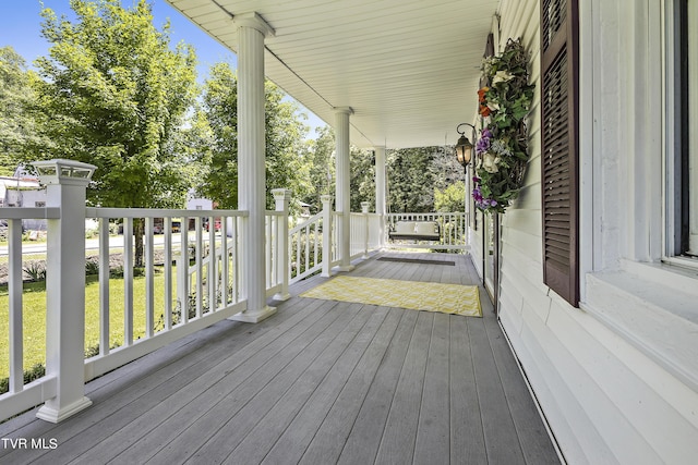 wooden deck with a porch