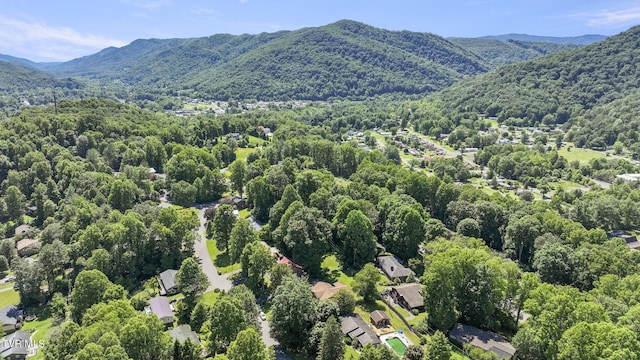 drone / aerial view with a mountain view