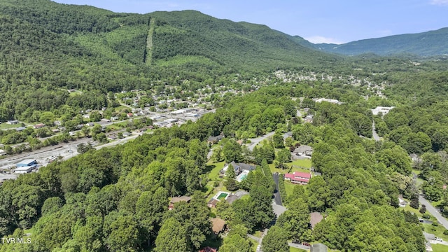 birds eye view of property with a mountain view