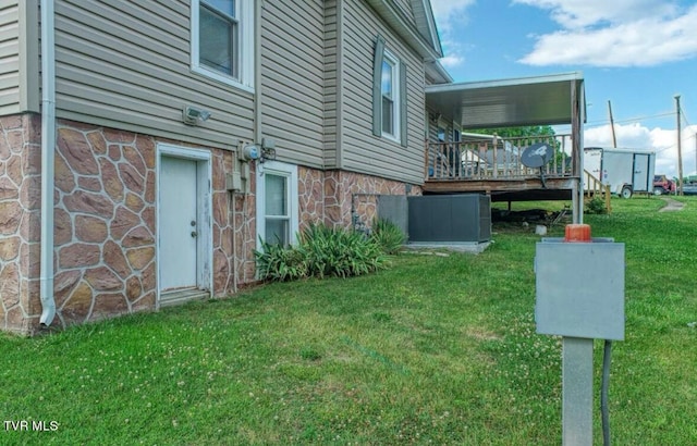 view of yard featuring a deck