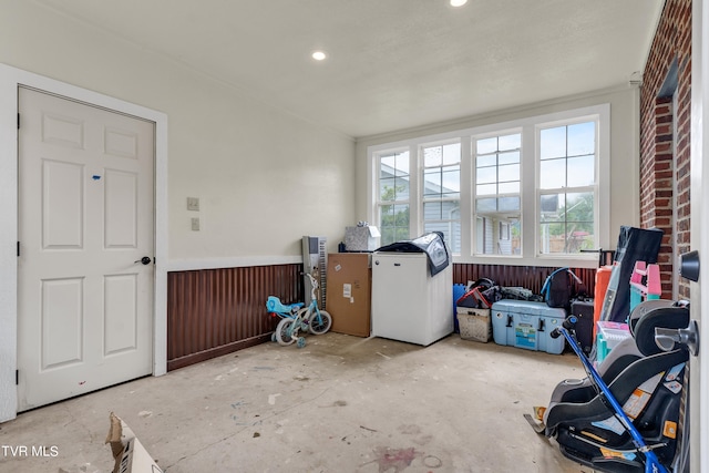 interior space with unfinished concrete floors