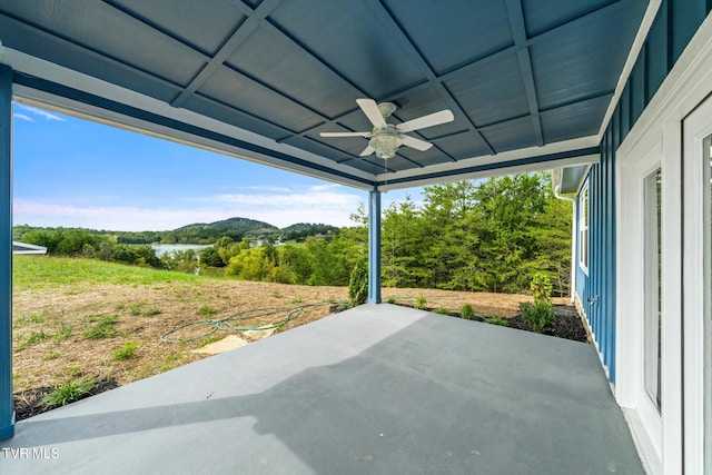 view of patio with ceiling fan