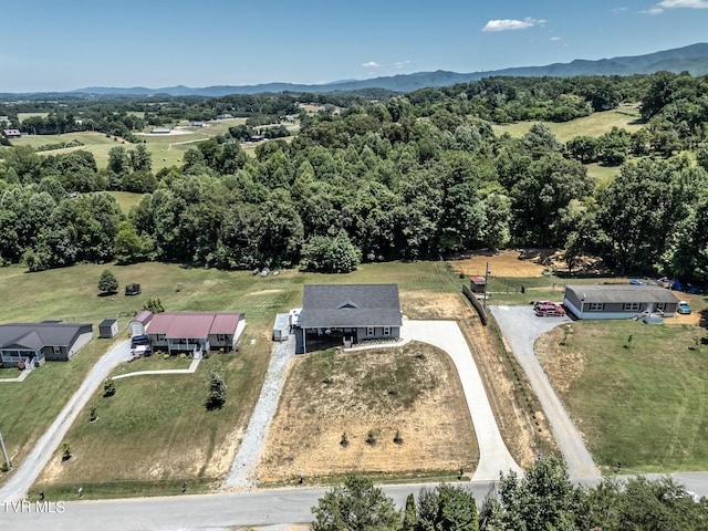 aerial view with a mountain view