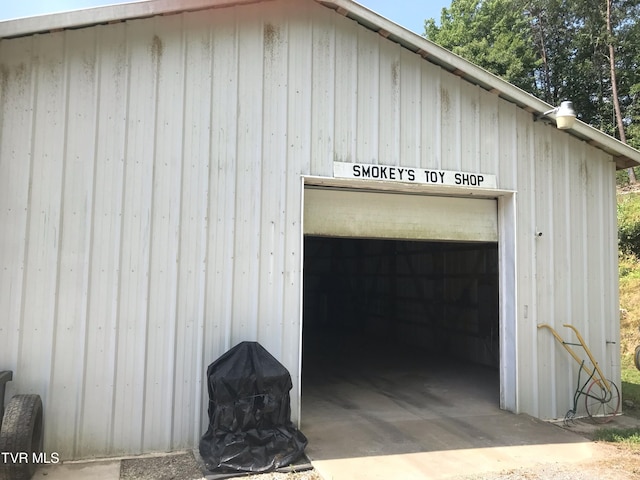 view of garage