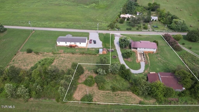 drone / aerial view with a rural view