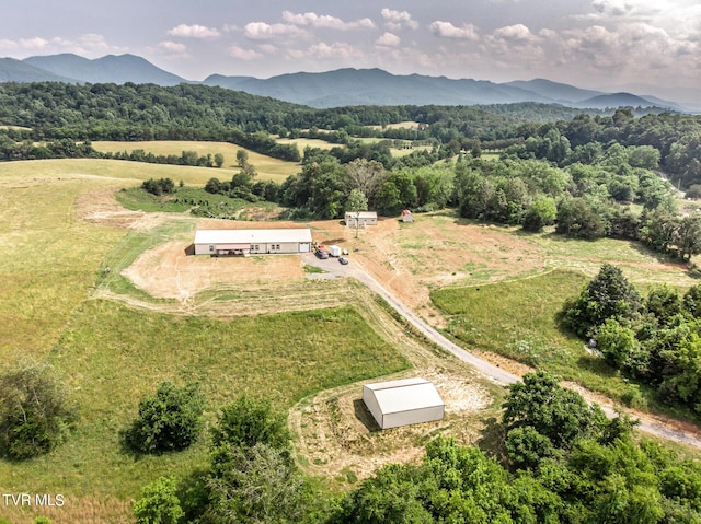 aerial view with a mountain view