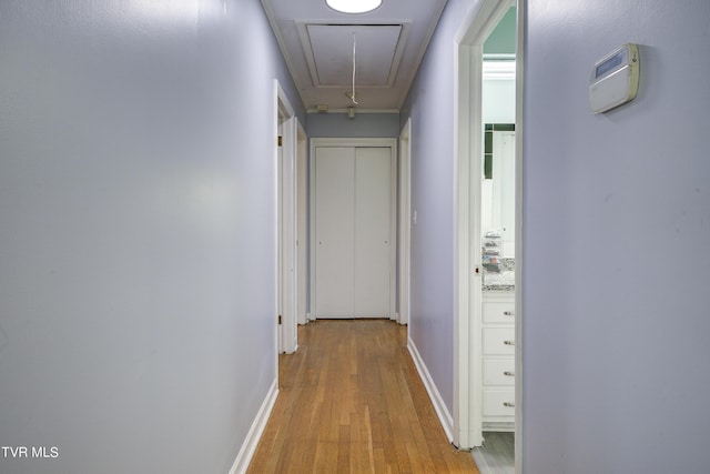 hall featuring light hardwood / wood-style floors