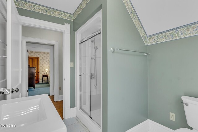 308 E Pearl Ave, Big Stone Gap, VA 24219 - bathroom featuring a stall shower and tile patterned floors