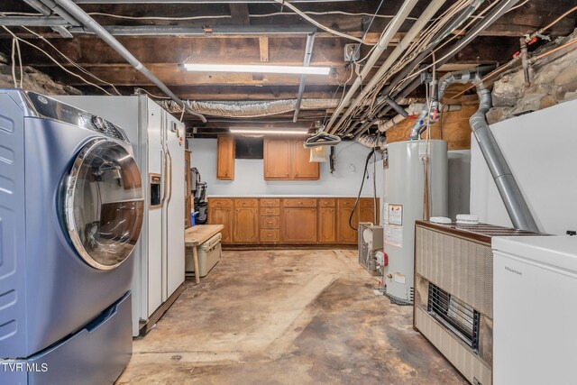 308 E Pearl Ave, Big Stone Gap, VA 24219 - unfinished basement featuring washer / clothes dryer and water heater