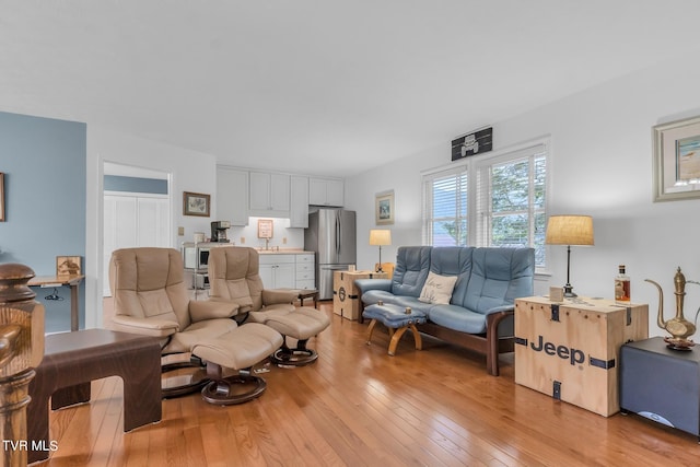 living room with light wood-type flooring