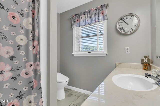 308 E Pearl Ave, Big Stone Gap, VA 24219 - full bath with marble finish floors, vanity, and a shower with curtain