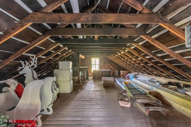 view of unfinished attic