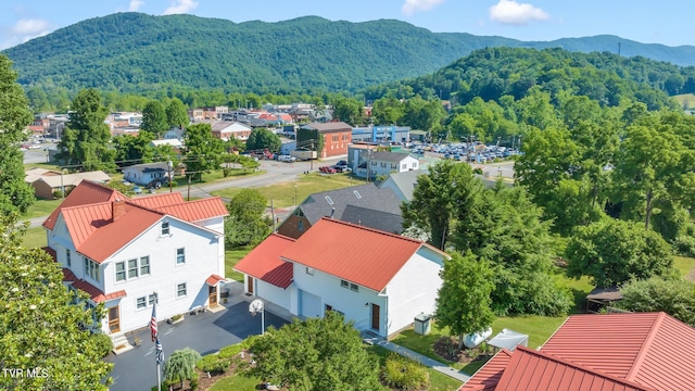 drone / aerial view with a mountain view