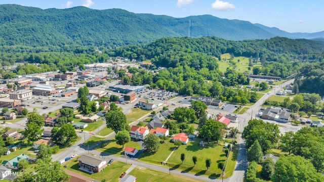 drone / aerial view with a mountain view