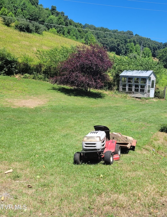 view of yard with an outdoor structure