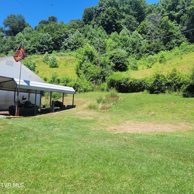 view of yard with a carport