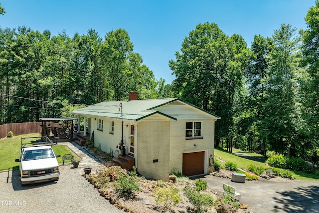 view of front of property with a garage