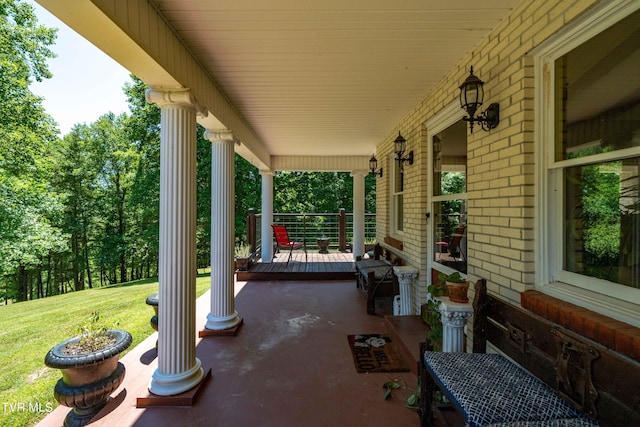 view of patio featuring a porch