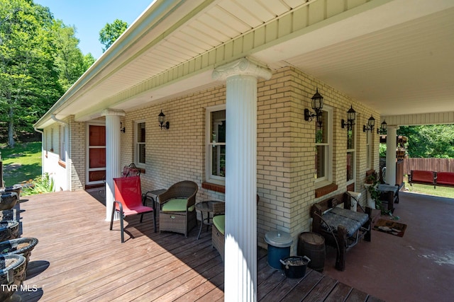 wooden deck with covered porch