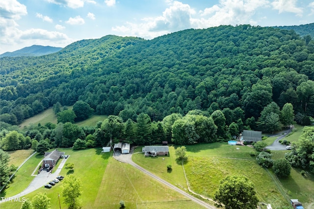 drone / aerial view with a mountain view