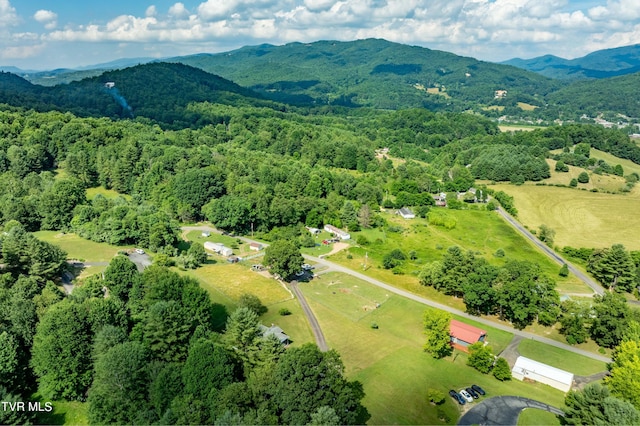 bird's eye view with a mountain view