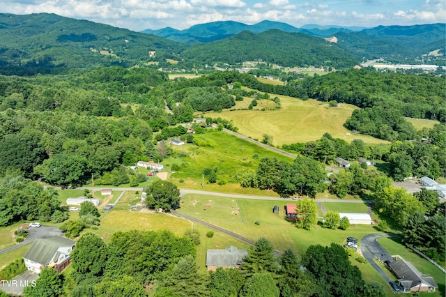 birds eye view of property with a mountain view