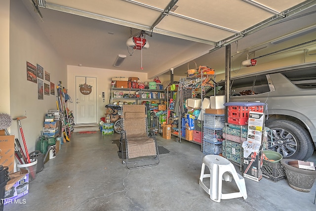 garage with a garage door opener