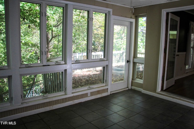 view of unfurnished sunroom