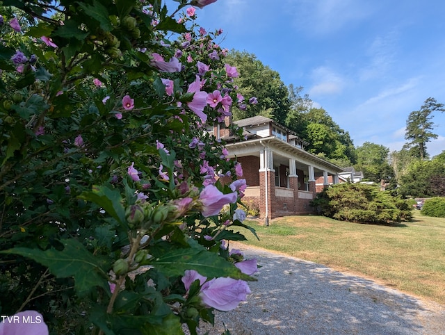 view of home's exterior with a yard