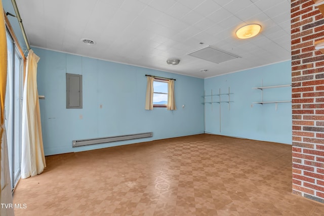 3054 Redbud Hwy, Honaker, VA 24260 - unfurnished room featuring a baseboard radiator, light flooring, and electric panel
