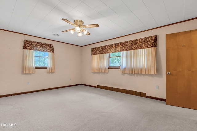 3054 Redbud Hwy, Honaker, VA 24260 - spare room with plenty of natural light, carpet, a ceiling fan, and ornamental molding