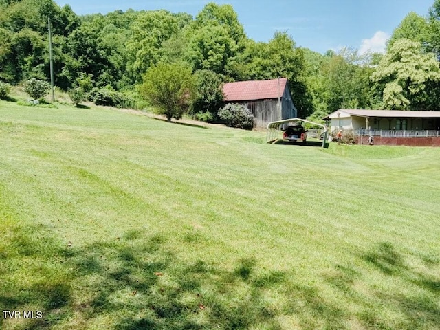 view of yard featuring an outbuilding