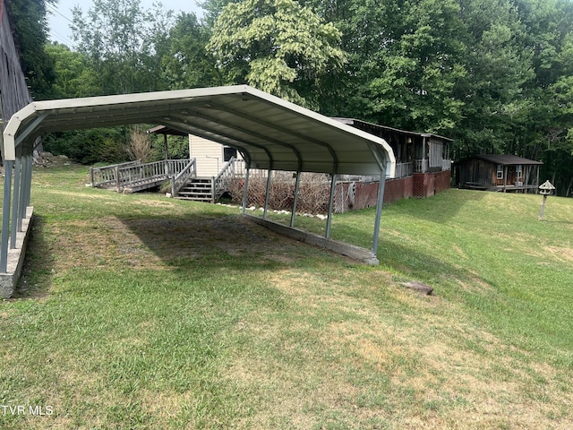 view of car parking featuring a carport and a yard