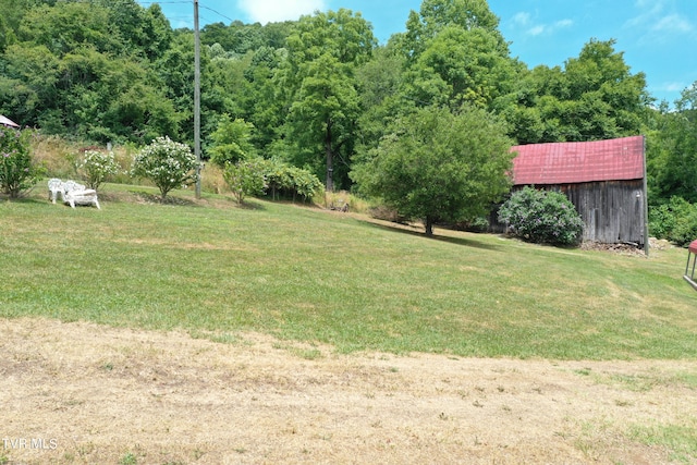 view of yard with an outdoor structure