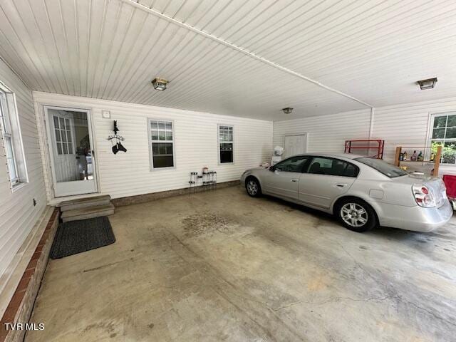 view of garage