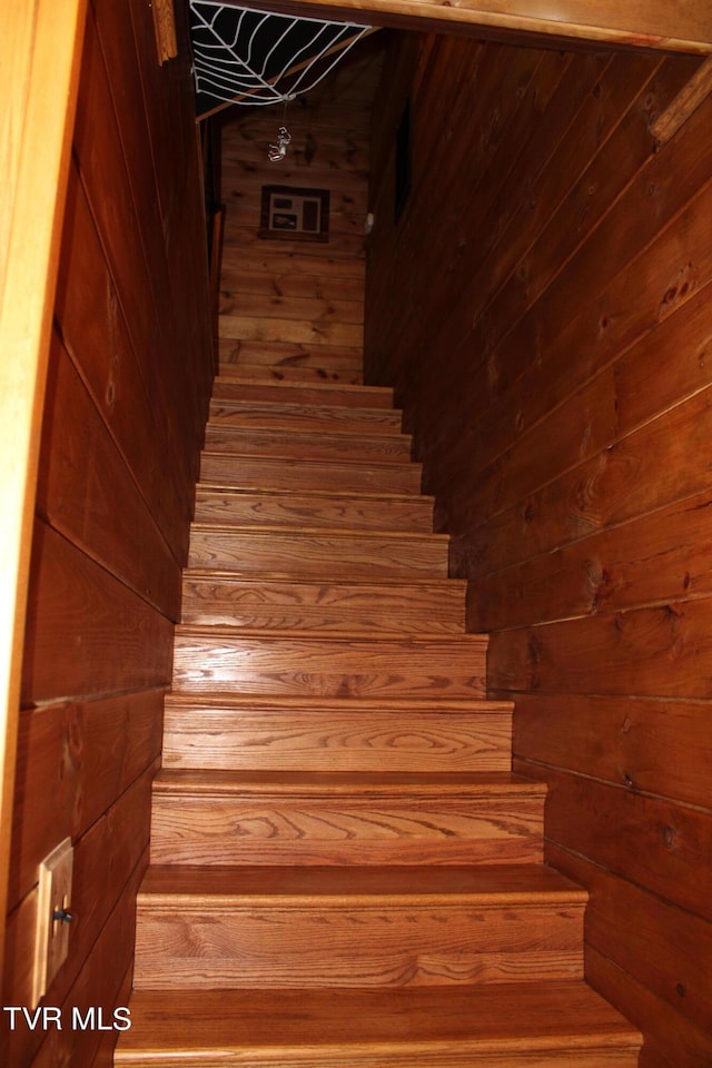 2044 Pigeon Creek Rd, Greeneville, TN 37743 - stairway featuring wood walls