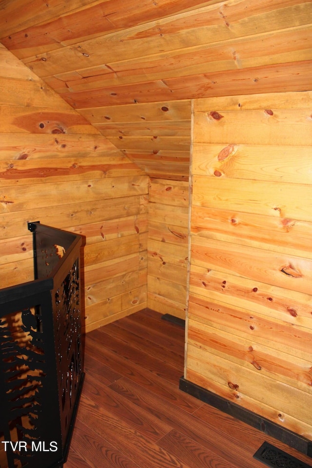 2044 Pigeon Creek Rd, Greeneville, TN 37743 - additional living space with dark wood-style floors, wood walls, and wooden ceiling