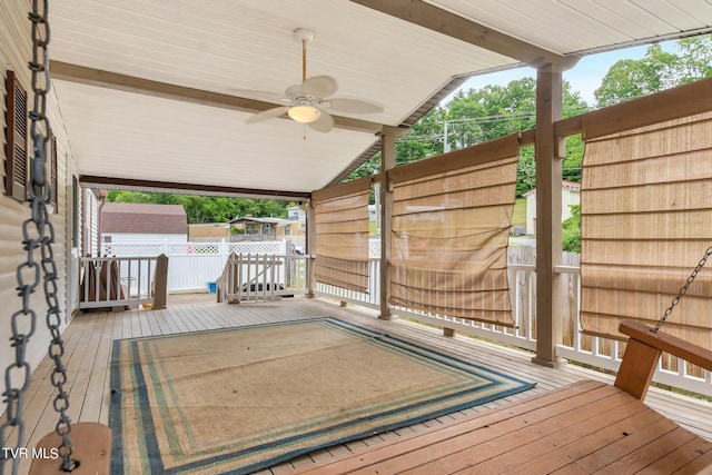 deck with a ceiling fan