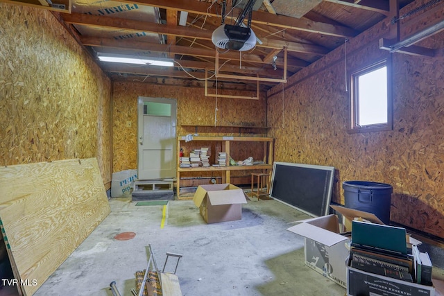 interior space with a garage door opener