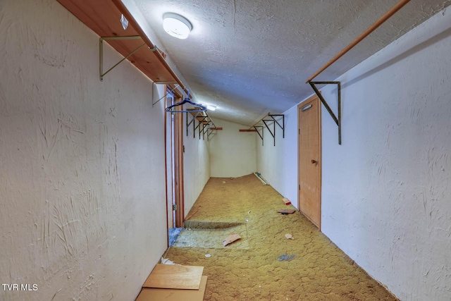 interior space with a textured ceiling