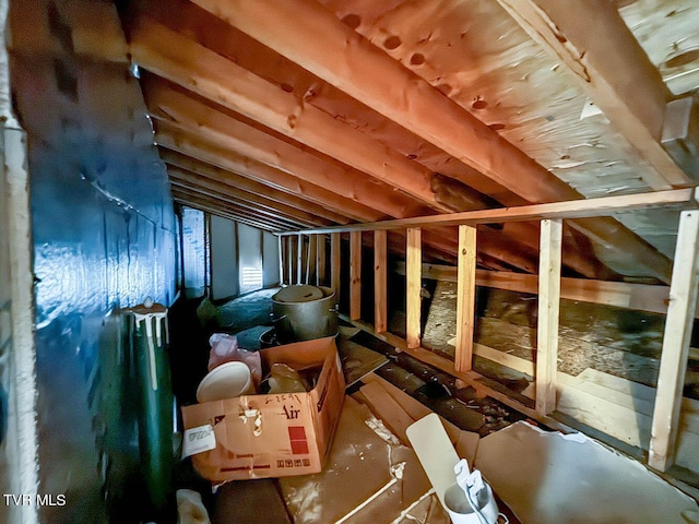 view of unfinished attic