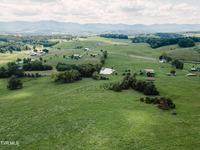 birds eye view of property featuring a rural view and a mountain view