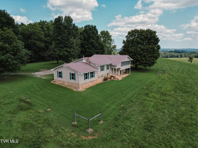 drone / aerial view with a rural view